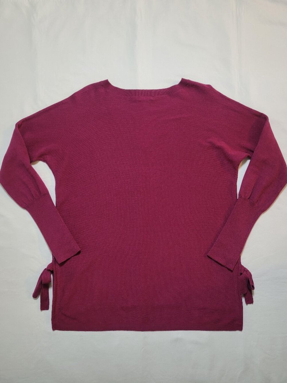 Garnet Hill Organic Cotton V-Neck Sweater Magenta Small Quiet Luxury - Picture 3 of 9